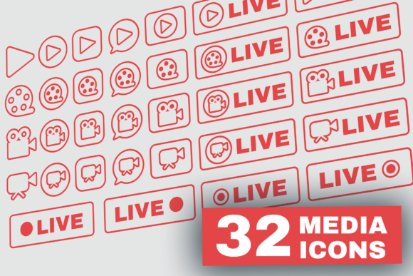 A Modern Vector Icon Set for Live Streaming Projects