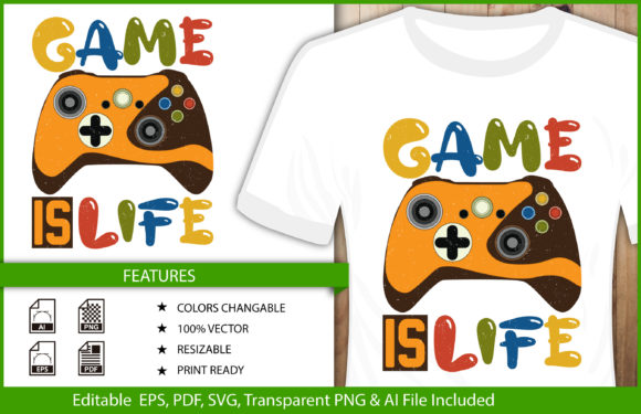 Game Is Life: From Screen to Style with a Vibrant T-shirt Illustration
