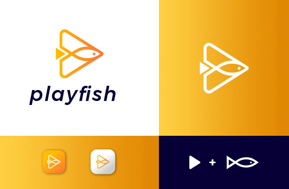 Media Plyer Logo: The Fish and Play Brand Symbol