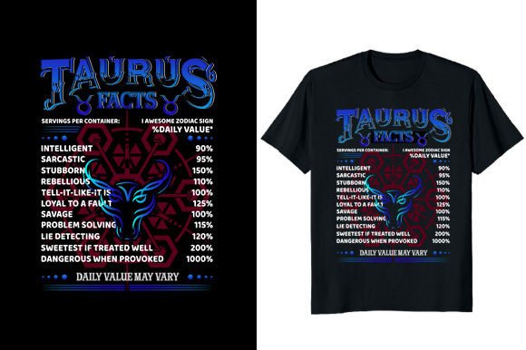Taurus Fact Graphic T-Shirt Design: A Versatile Asset for Your Creative Workflow