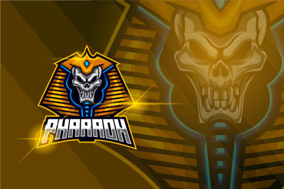 The Power of the Pharaoh Skull E-sport Logo Design
