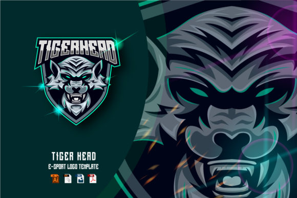 Tiger Head Esports Logo Design Template